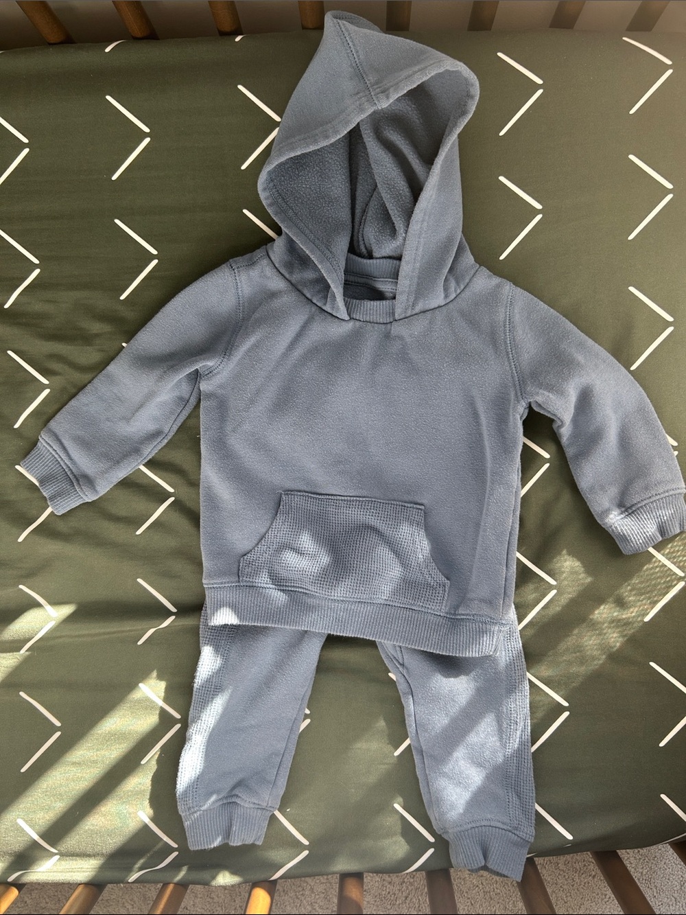 wonder nation Blue Waffle Hoodie & Jogger Set
